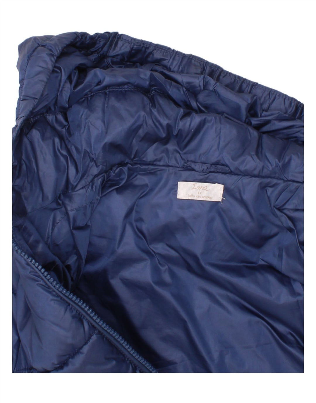 Vintage polstret jakke med hætte til drenge 5-6 år marineblå polyester