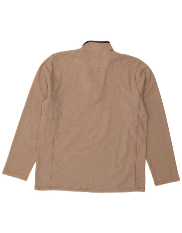 Mountain Warehouse Herre Zip Neck Jumper Sweater Medium Beige Bomuld