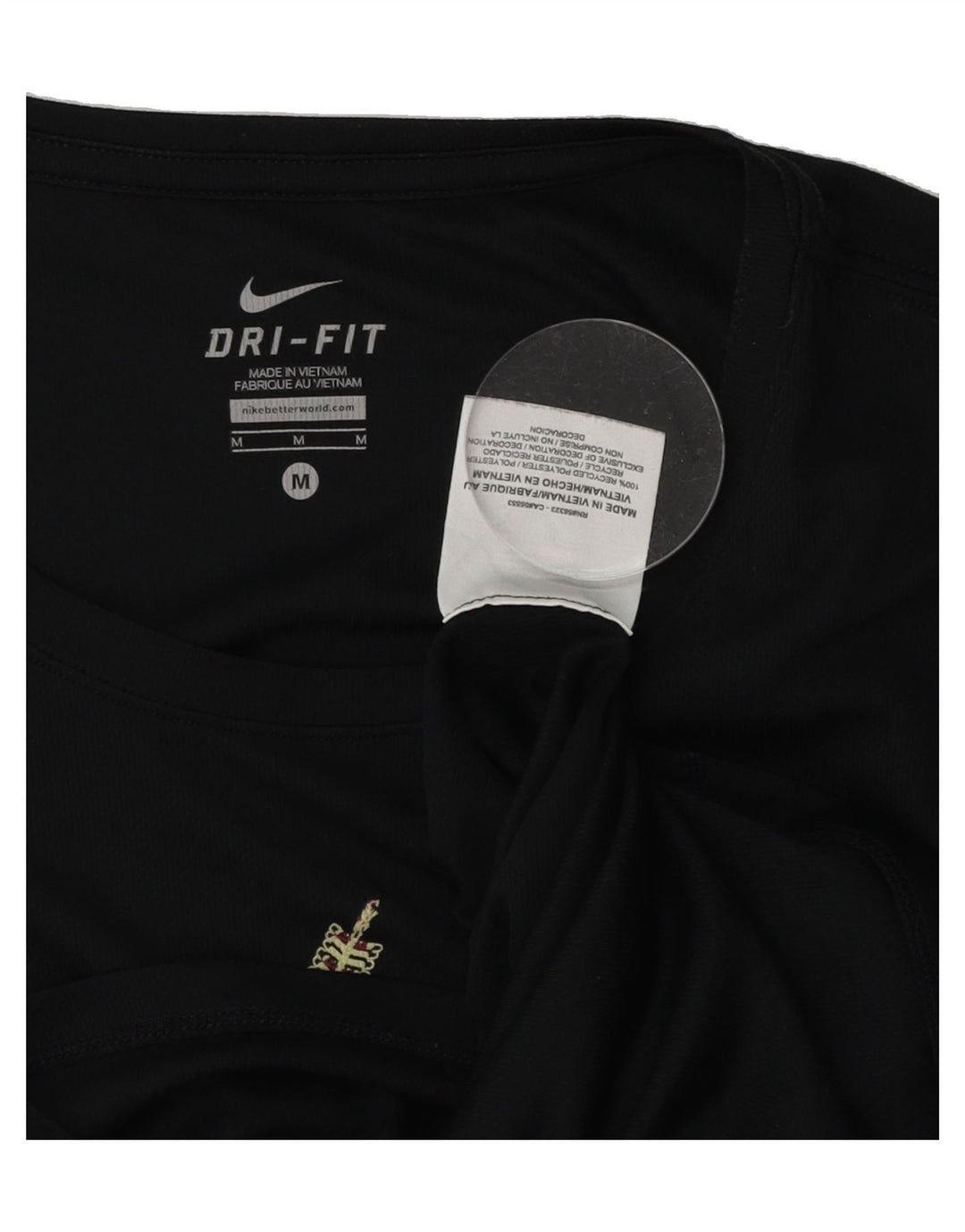 NIKE Womens Dri Fit Graphic T-Shirt Top UK 12 Medium Black Polyester Vintage Nike and Second-Hand Nike from Messina Hembry 