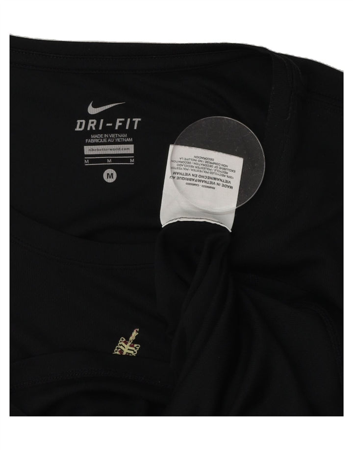 NIKE Womens Dri Fit Graphic T-Shirt Top UK 12 Medium Black Polyester Vintage Nike and Second-Hand Nike from Messina Hembry 