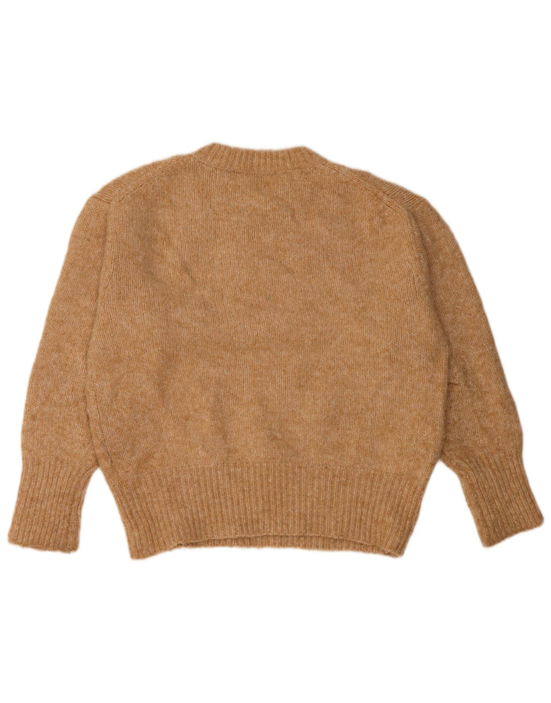 Zara Womens Oversized Crew Neck Jumper Sweater UK 10 Small Beige Polyester