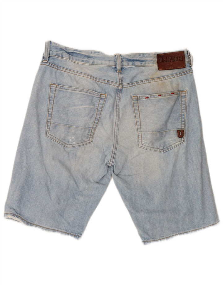 Uniform Mens Distressed Denim Shorts W30 Medium Blue Cotton