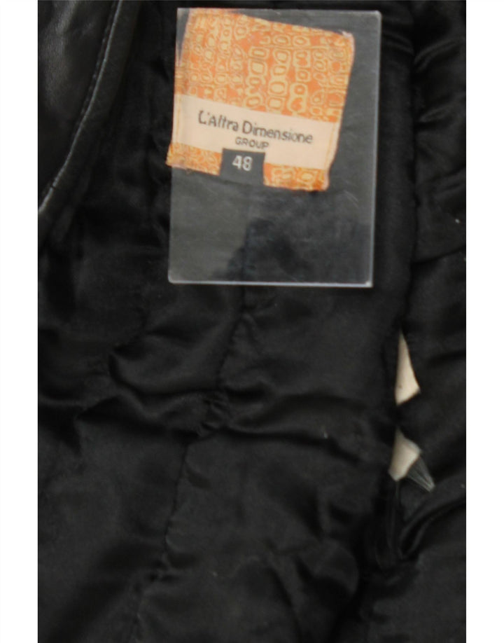 VINTAGE Womens Leather Jacket IT 48 XL Black Vintage Vintage and Second-Hand Vintage from Messina Hembry 