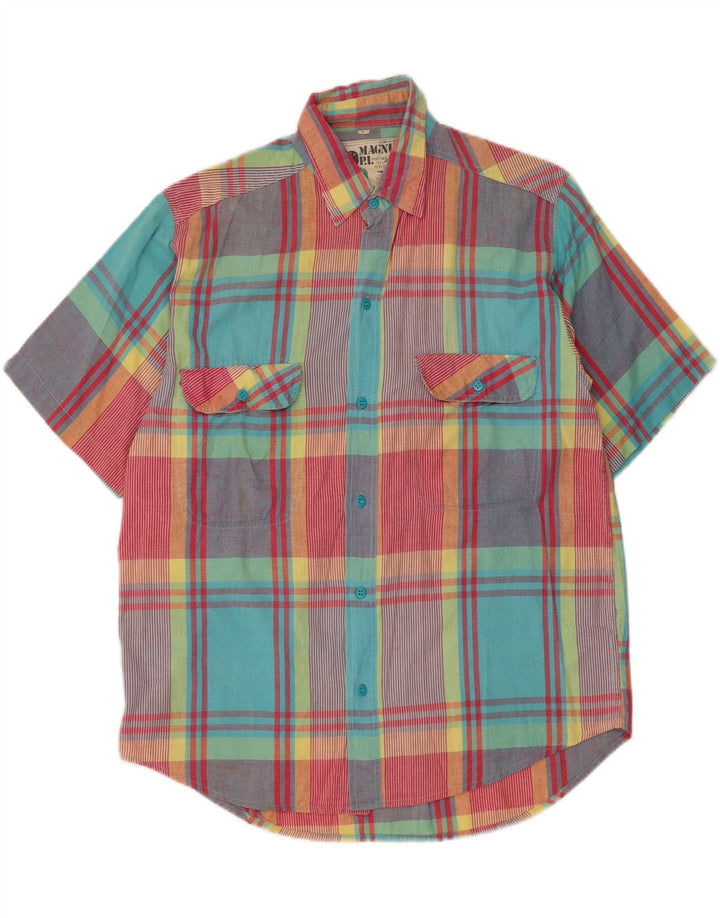 MAGNUM Mens Short Sleeve Shirt Large Multicoloured Check Cotton Vintage Magnum and Second-Hand Magnum from Messina Hembry 