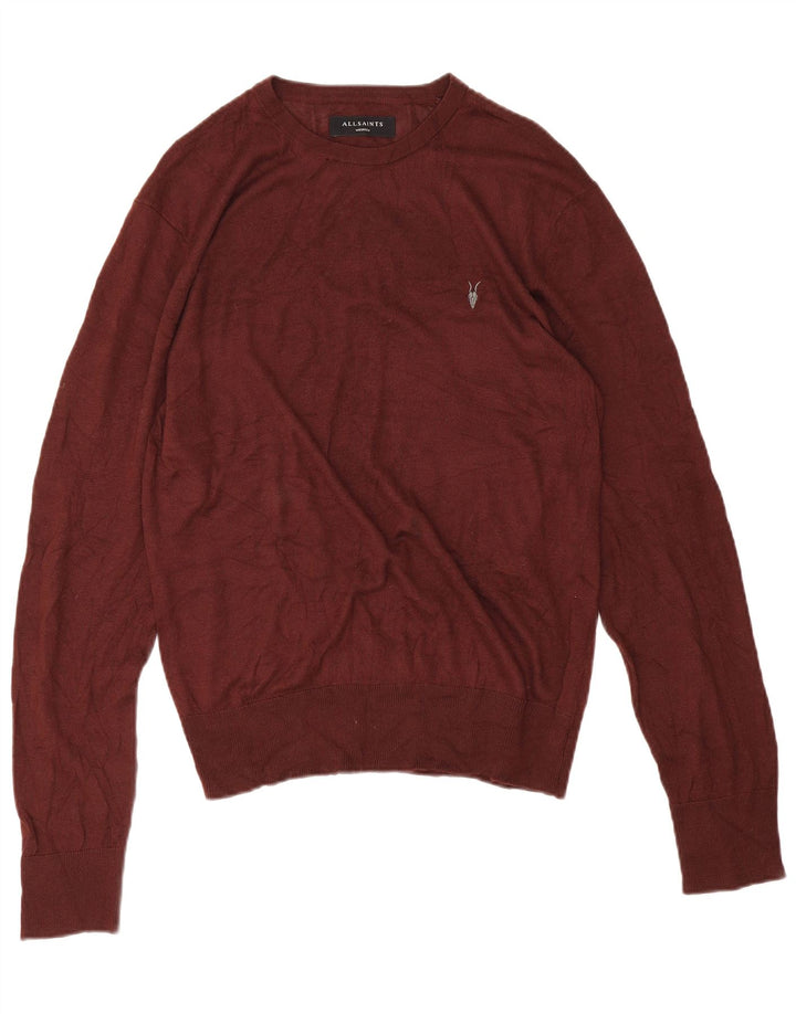 All Saints Mens Boat Neck Jumper Sweater Medium Brown