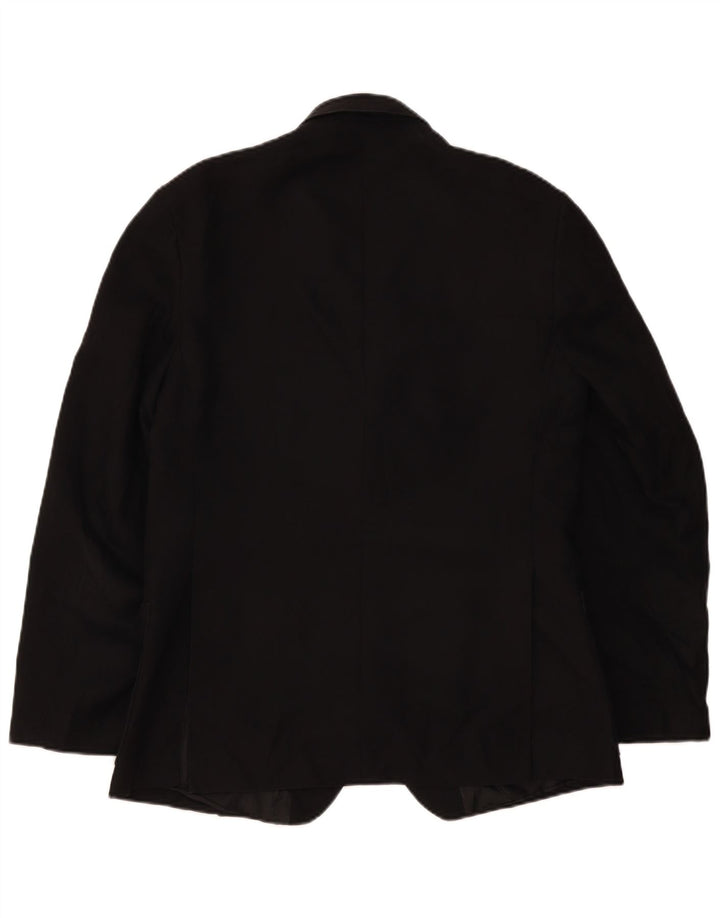 Vintage hombres 2 botones Blazer chaqueta Reino Unido 38 medio negro poliéster