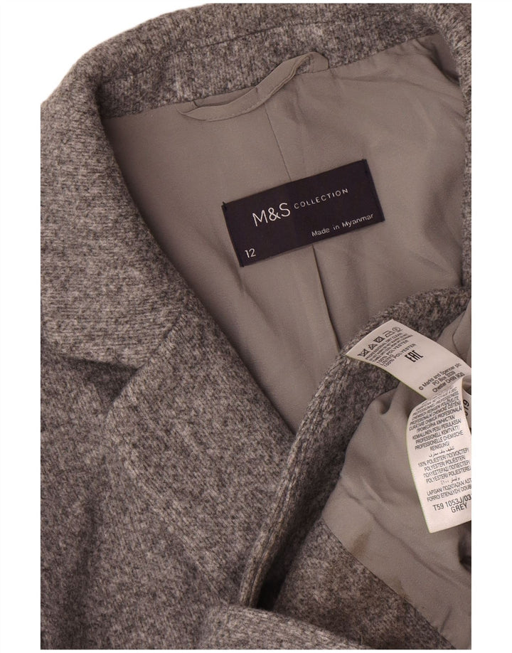 Marks & Spencer Womens 2 Button Blazer Jacket UK 12 Medium Grey Polyester