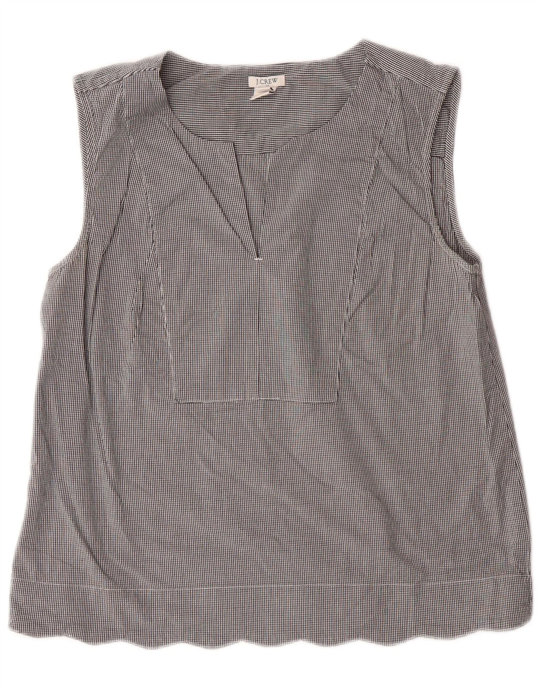 J. Crew Womens Sleeveless Blouse Top US 6 Medium Grey Gingham Cotton