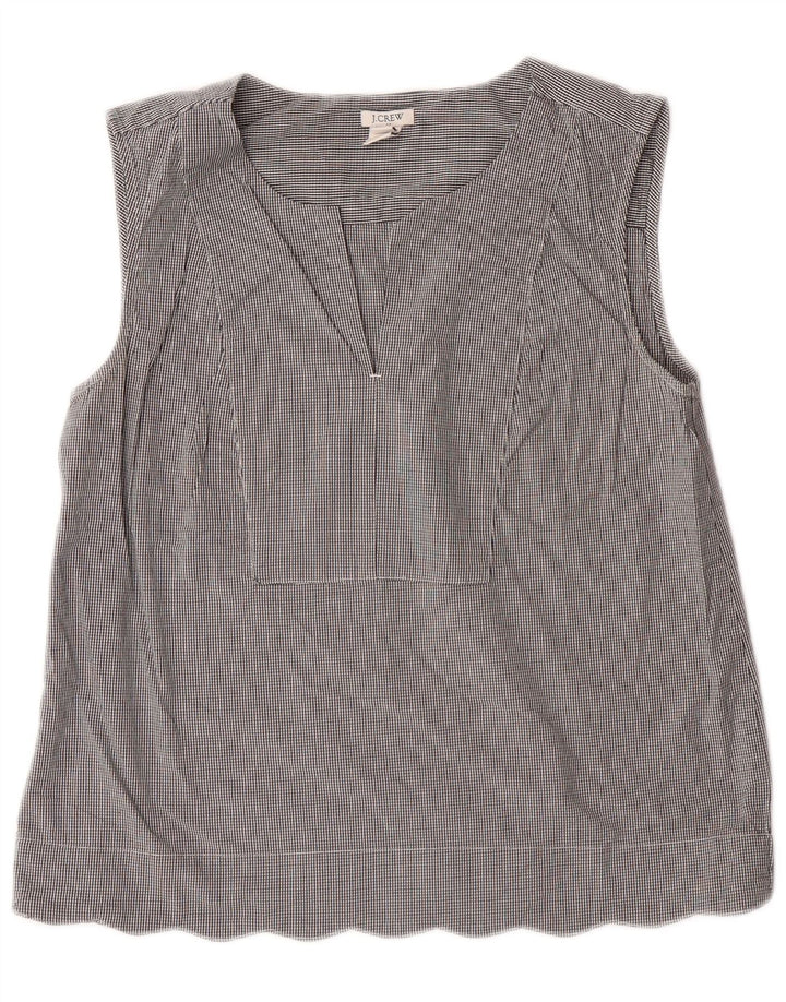 J. Crew Womens Sleeveless Blouse Top US 6 Medium Grey Gingham Cotton