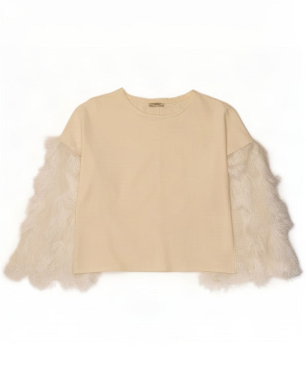 Zara Womens Trafaluc Blouse à manches longues Top UK 14 Medium Off White