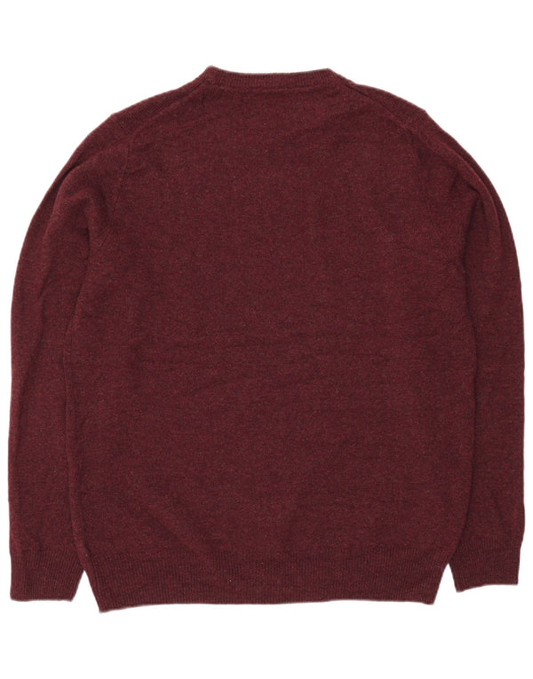 Marks & Spencer Mens Crew Neck Jumper Sweater Large Burgundy Wool