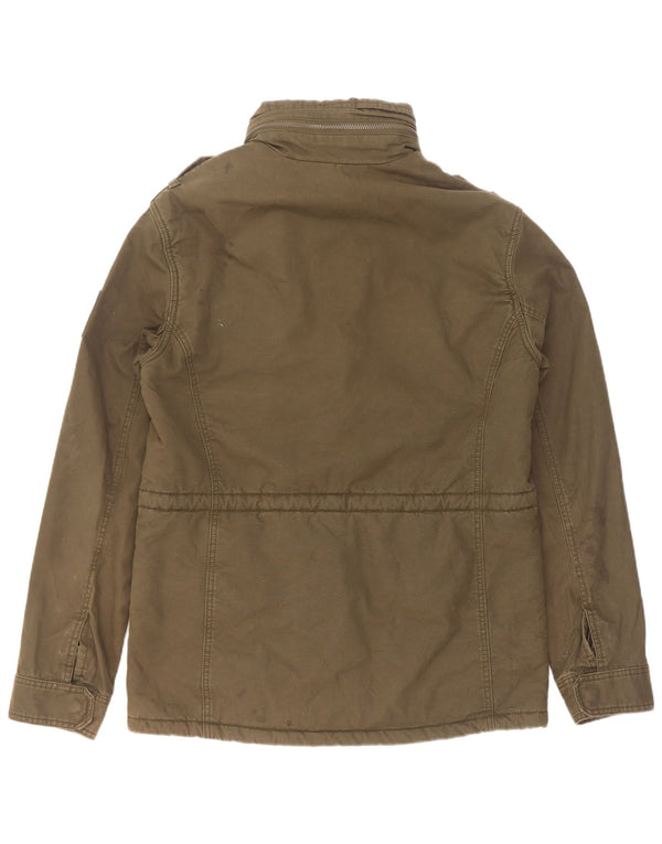 Superdry Herre Hætte Sherpa Military Jacket UK 40 Stor Khaki Bomuld