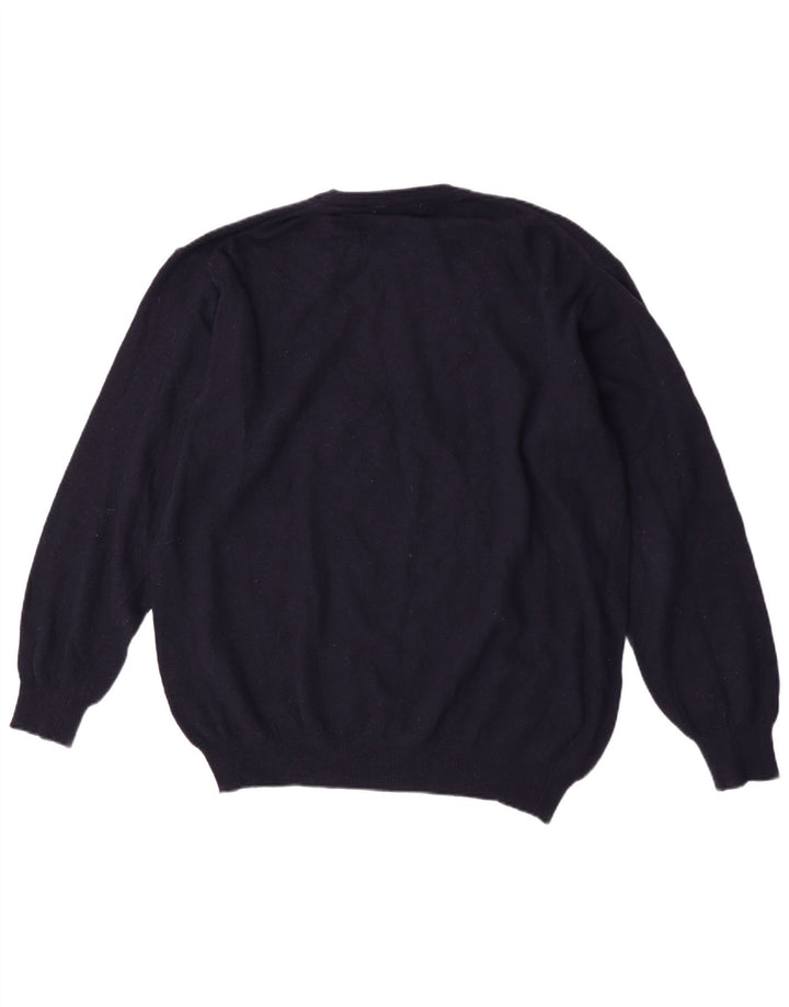 Zara Mens Crew Neck Jumper Sweater XL Navy Blue Wool