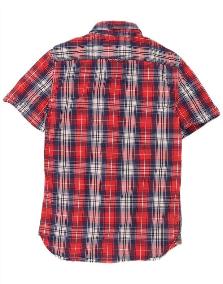 Superdry Mens Short Sleeve Shirt Small Red Check Cotton