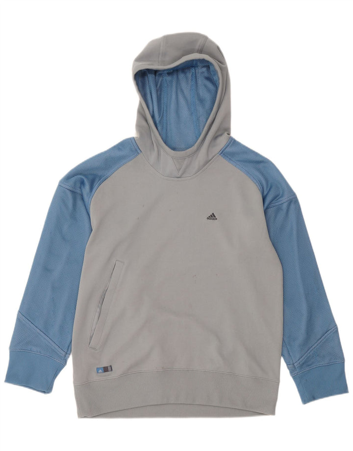 Adidas Mens Hoodie Jumper Small Grey Colourblock Polyester