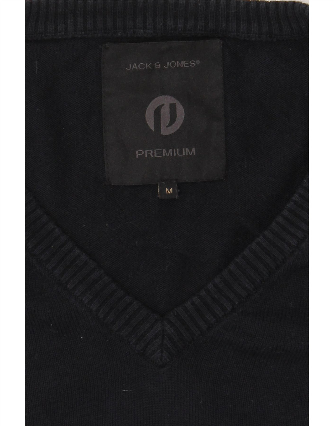 JACK & JONES Mens V-Neck Jumper Sweater Medium Navy Blue Cotton Vintage Jack & Jones and Second-Hand Jack & Jones from Messina Hembry 