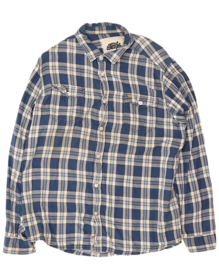 Camisa masculina Weird Fish 2XL algodão xadrez azul