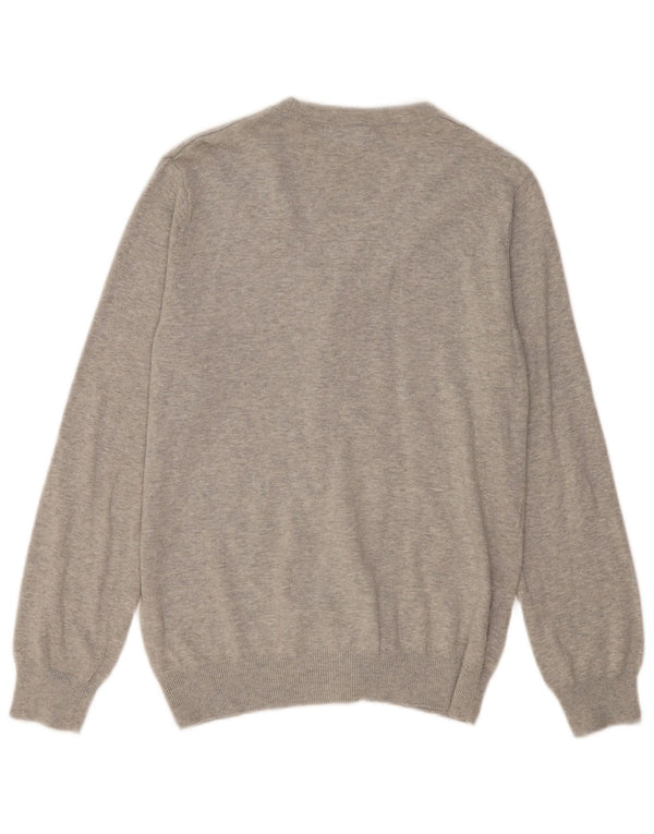 Fred Perry Mens Cardigan Sweater Medium Grey Cotton