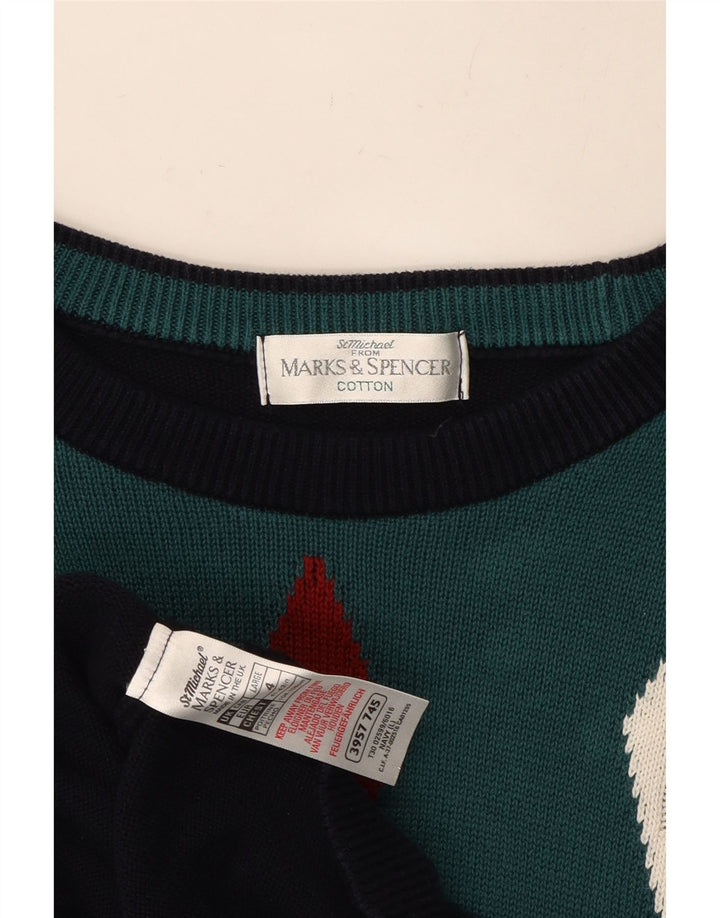 MARKS & SPENCER Mens Boat Neck Jumper Sweater Large Navy Blue