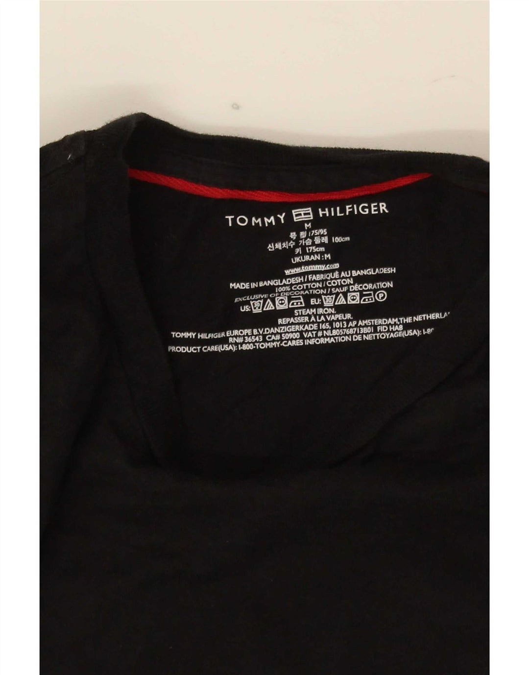 Tommy Hilfiger Mens T-Shirt Top Medium Black Cotton