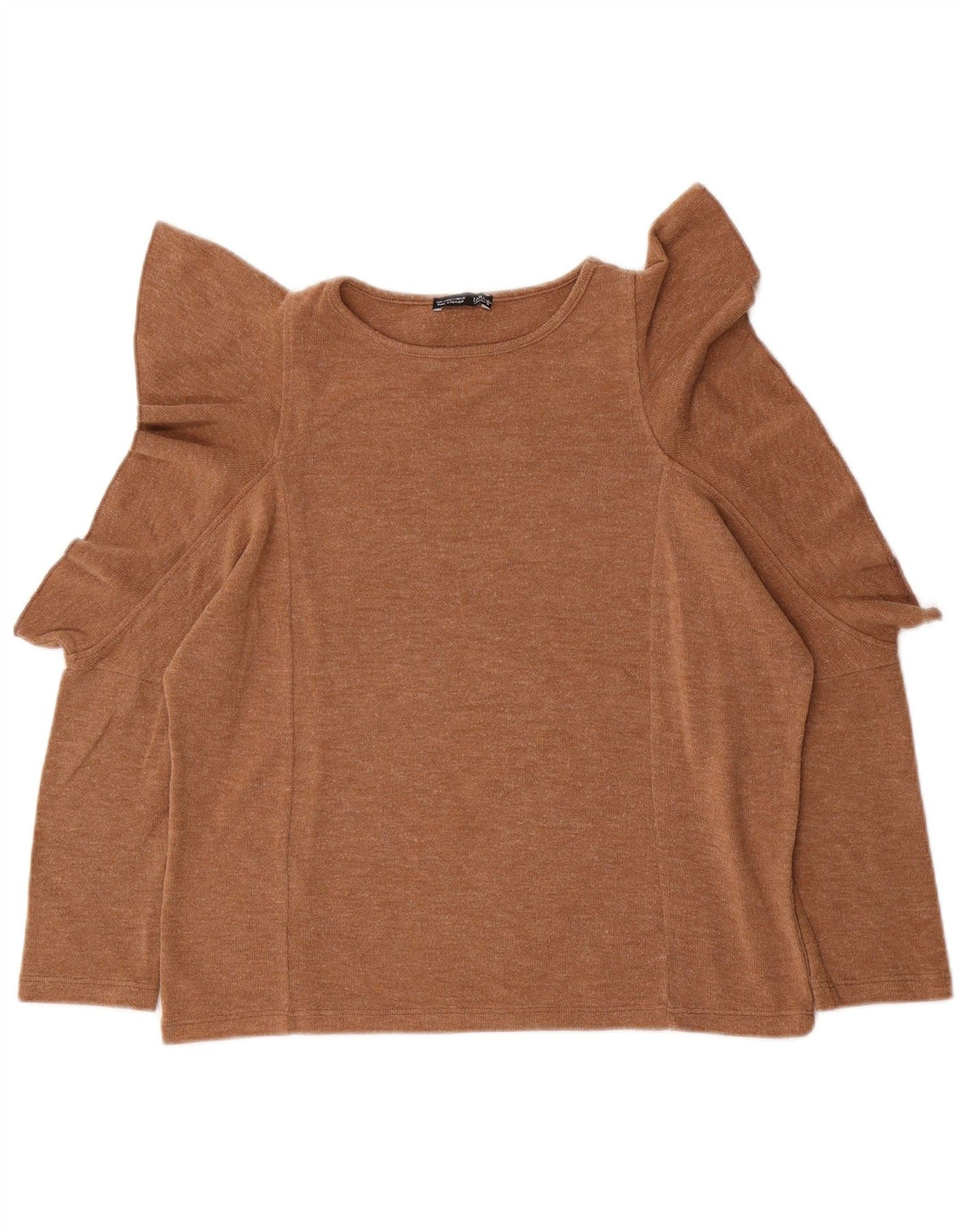 Top Zara Donna Oversize Manica 3/4 UK 10 Small Beige