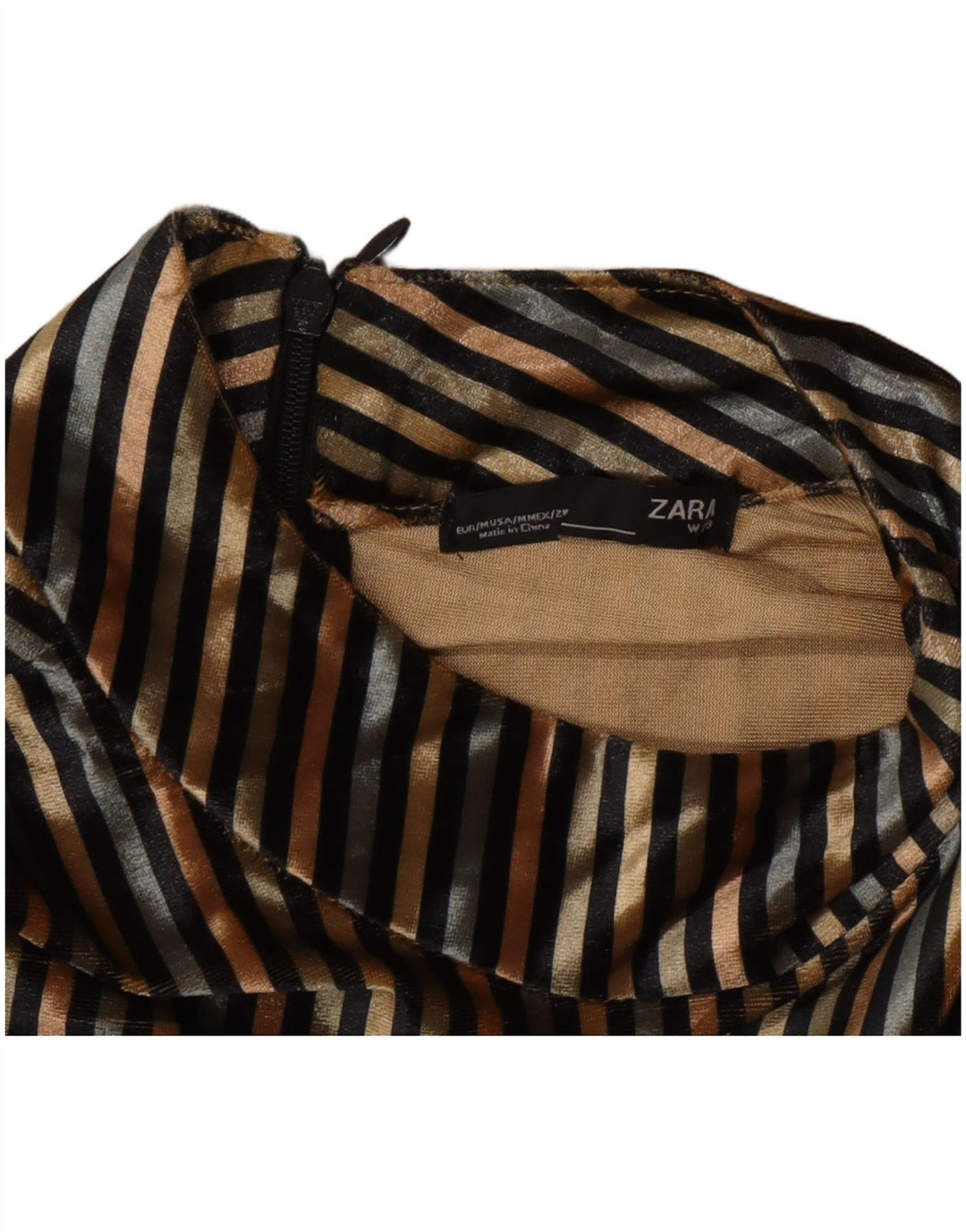 Top in camicetta di velluto da donna Zara UK 14 a righe multicolori medie
