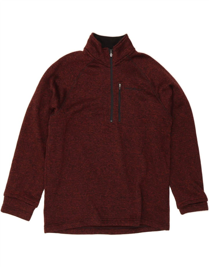 EDDIE BAUER Mens Zip Neck Sweatshirt Jumper Large Maroon Polyester Vintage Eddie Bauer and Second-Hand Eddie Bauer from Messina Hembry 