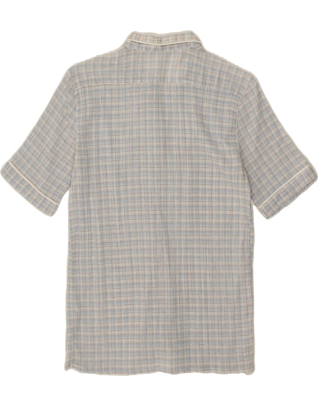 PEROSINO Womens Longline Short Sleeve Shirt IT 44 Medium Blue Check Cotton Vintage Perosino and Second-Hand Perosino from Messina Hembry 