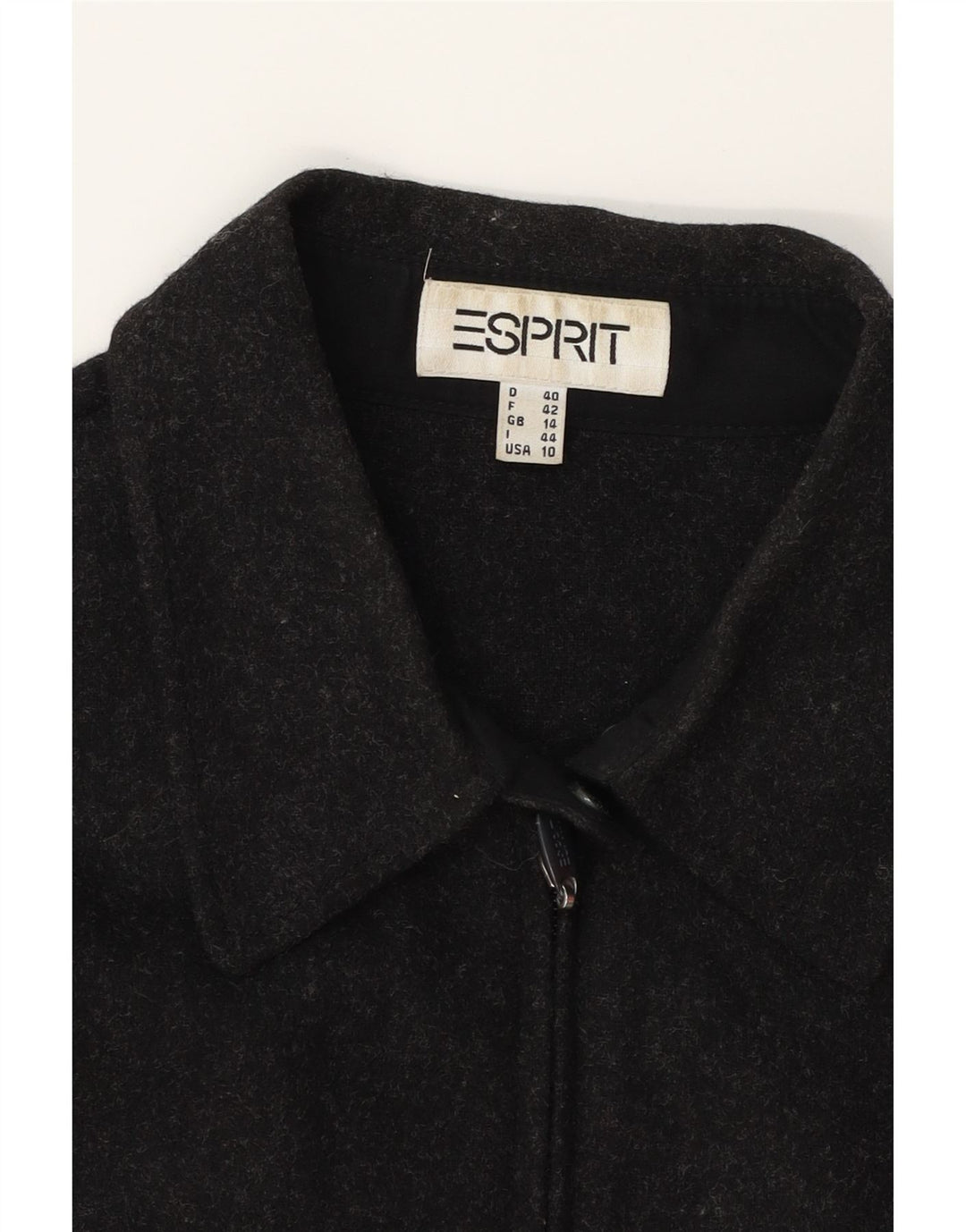 ESPRIT Womens Bomber Jacket UK 14 Large Black Wool Vintage Esprit and Second-Hand Esprit from Messina Hembry 