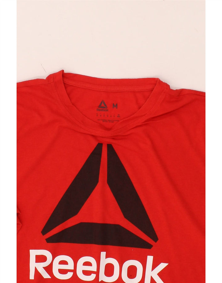 REEBOK Mens Graphic T-Shirt Top Medium Red Cotton Vintage Reebok and Second-Hand Reebok from Messina Hembry 