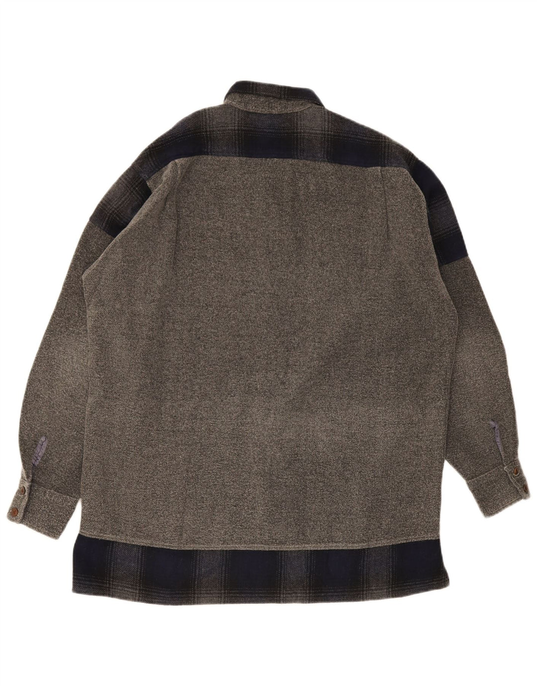 Sisley Mens Overshirt Loose Fit Shirt Small Grey Colourblock Polyester