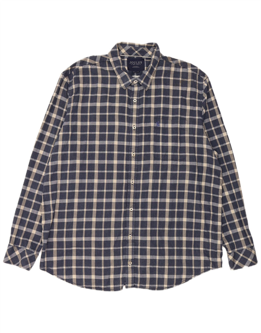 Camicia da uomo JOULES 2XL in cotone a quadri blu navy