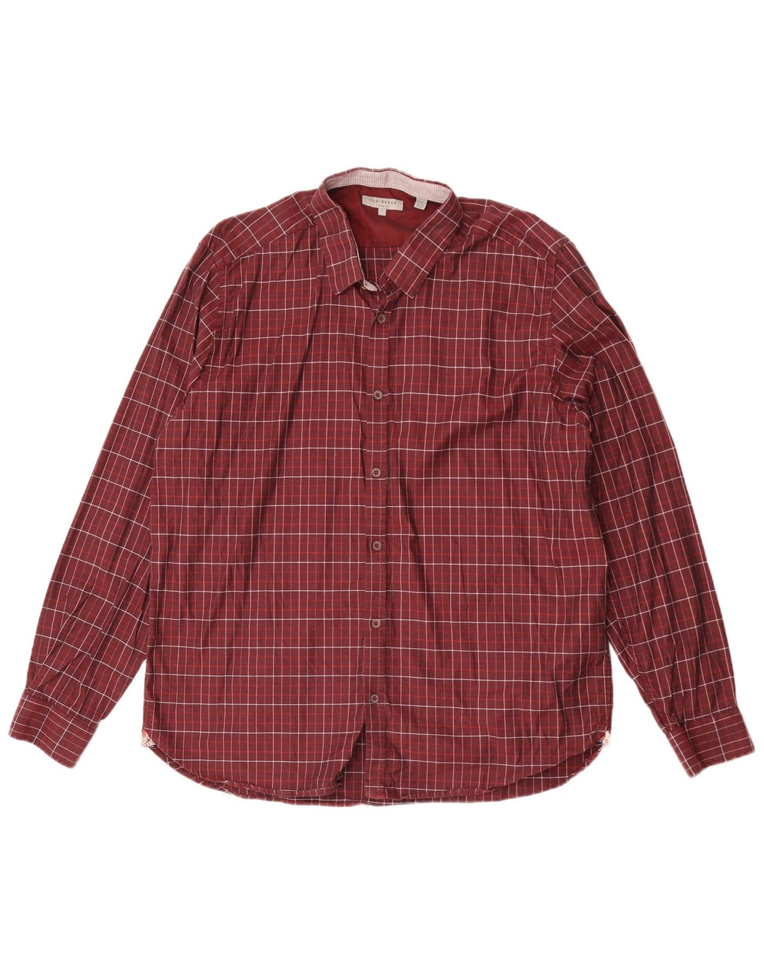 Ted Baker Mens Shirt Size 7 3XL Maroon Check Cotton