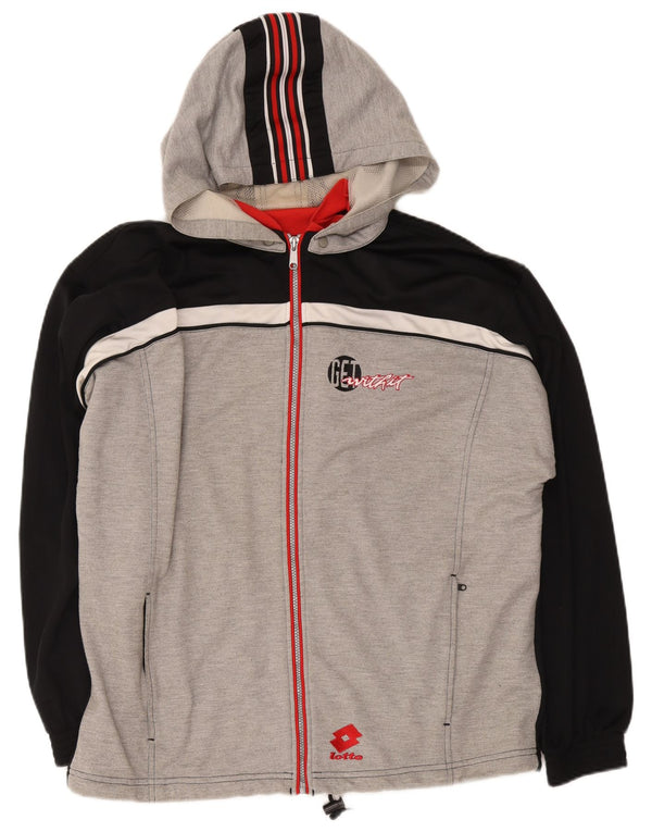 Lotto Herren-Kapuzenpullover mit grafischem Reißverschluss, XL, Grau, Farbblock-Polyester