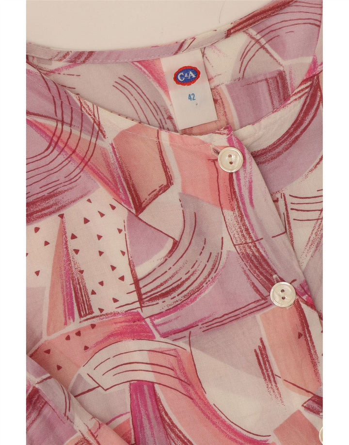 C&A Womens Abstract Pattern 3/4 Sleeve Shirt Blouse EU 42 Large Pink Vintage C&A and Second-Hand C&A from Messina Hembry 