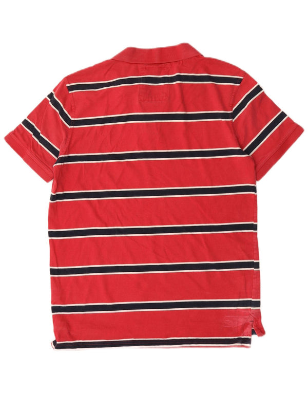 Crew Clothing Mens Polo Shirt Medium Red Striped Cotton