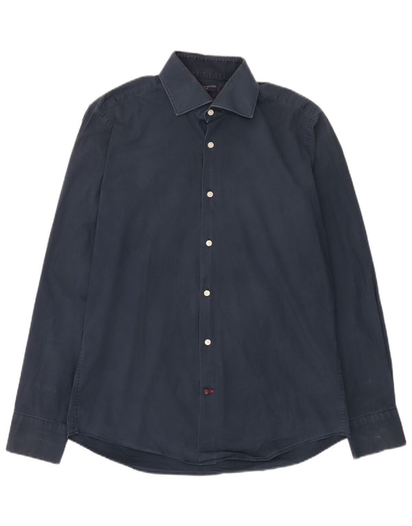 Tommy Hilfiger Mens Tailored Slim Fit Shirt Size 40 15 3/4 Medium Navy Blue
