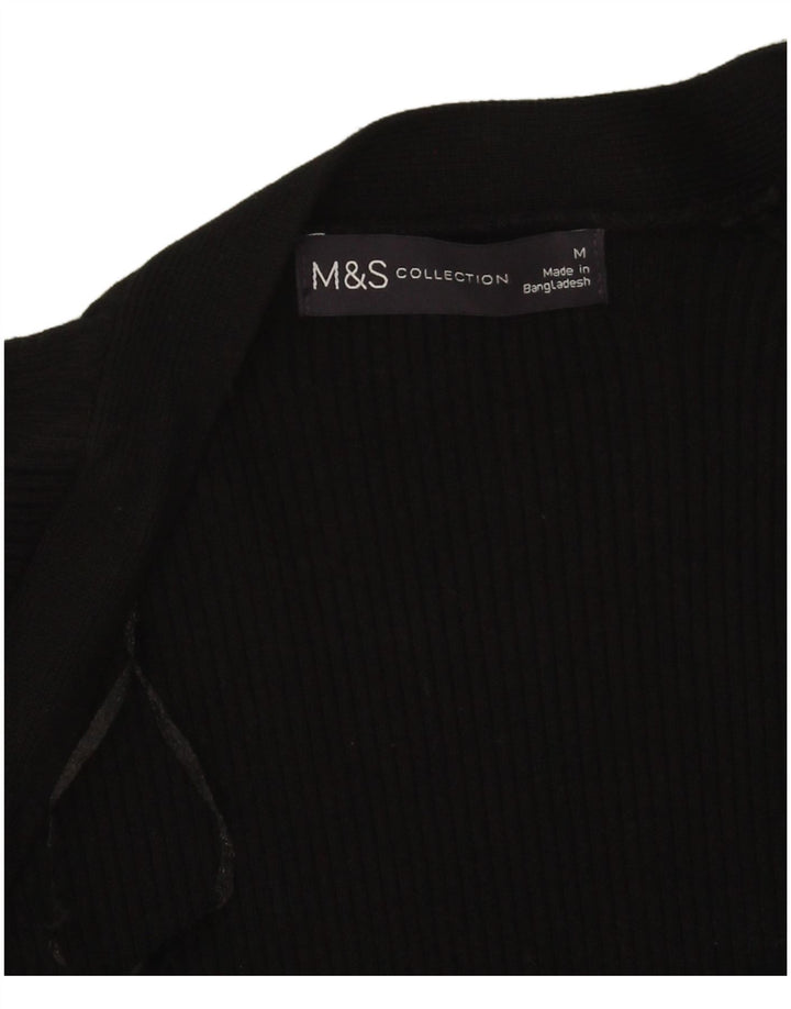 Marks & Spencer Womens Open Cardigan Sweater UK 14 Medium Black Viscose