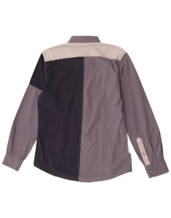 Camicia grafica da uomo Desigual in cotone color block blu medio