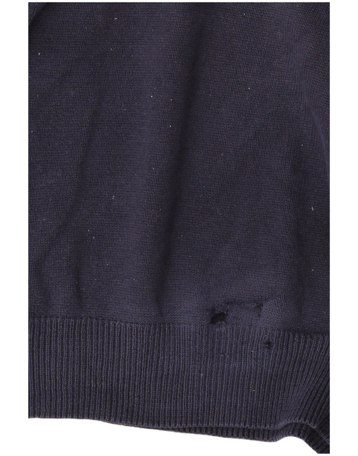 Maglione da uomo con scollo a V Marks & Spencer in cotone blu navy medio
