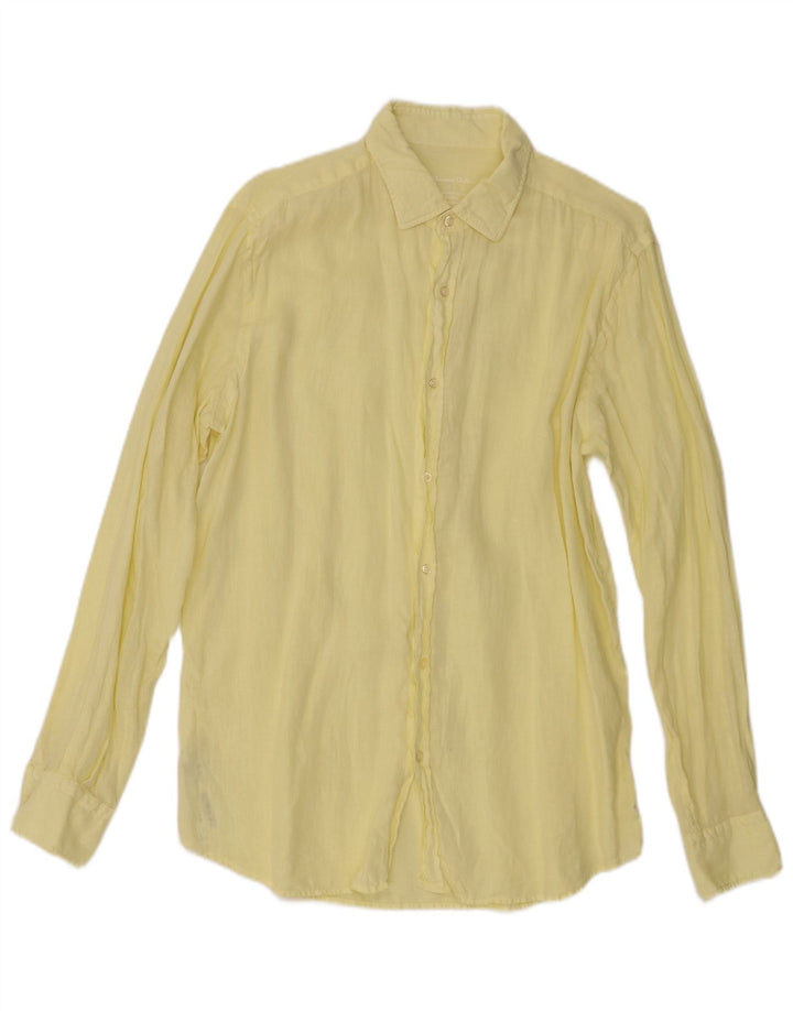 Camicia Uomo Massimo Dutti Grande Lino Giallo