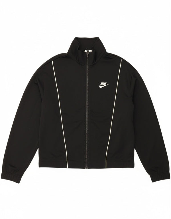 NIKE Womens Tracksuit Top Jacket UK 14 Medium Black Polyester