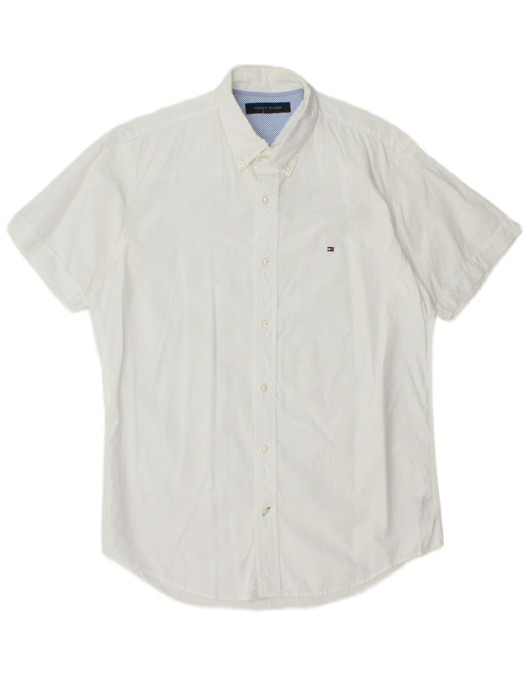 TOMMY HILFIGER Mens Short Sleeve Shirt Medium White Cotton
