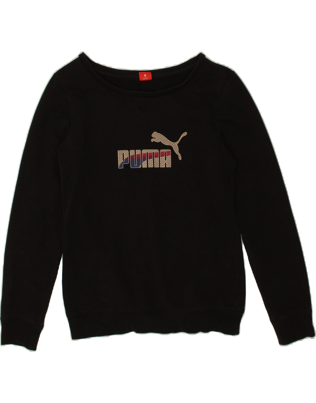 PUMA Womens Graphic Sweatshirt Jumper UK 10 Small Black Vintage Puma and Second-Hand Puma from Messina Hembry 