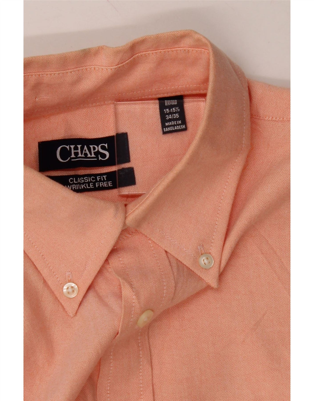 CHAPS Mens Classic Fit Shirt Size 15 1/2 Medium Orange Cotton Vintage Chaps and Second-Hand Chaps from Messina Hembry 