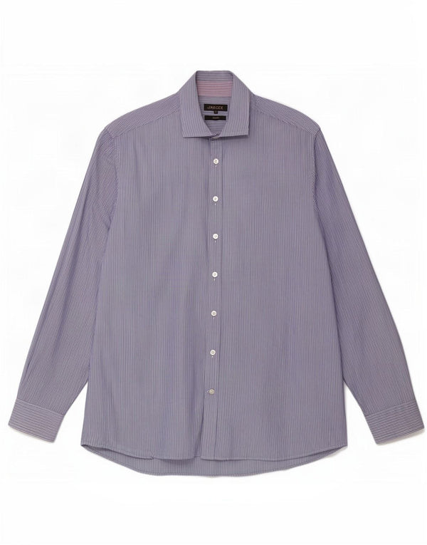Camicia da uomo Jaeger vestibilità classica taglia 16 1/2 grande cotone gessato blu