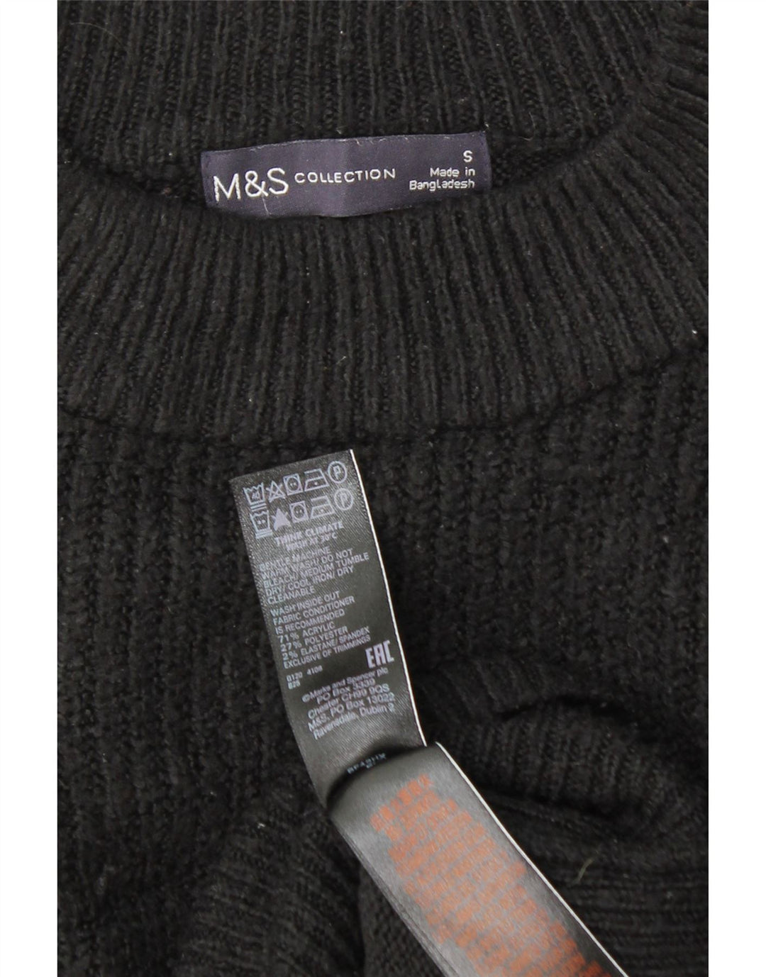 MARKS & SPENCER Womens Crew Neck Jumper Sweater UK 10 Small Black