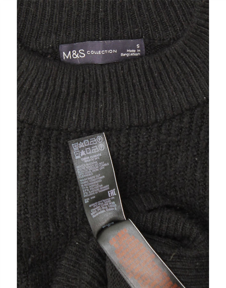 MARKS & SPENCER Womens Crew Neck Jumper Sweater UK 10 Small Black