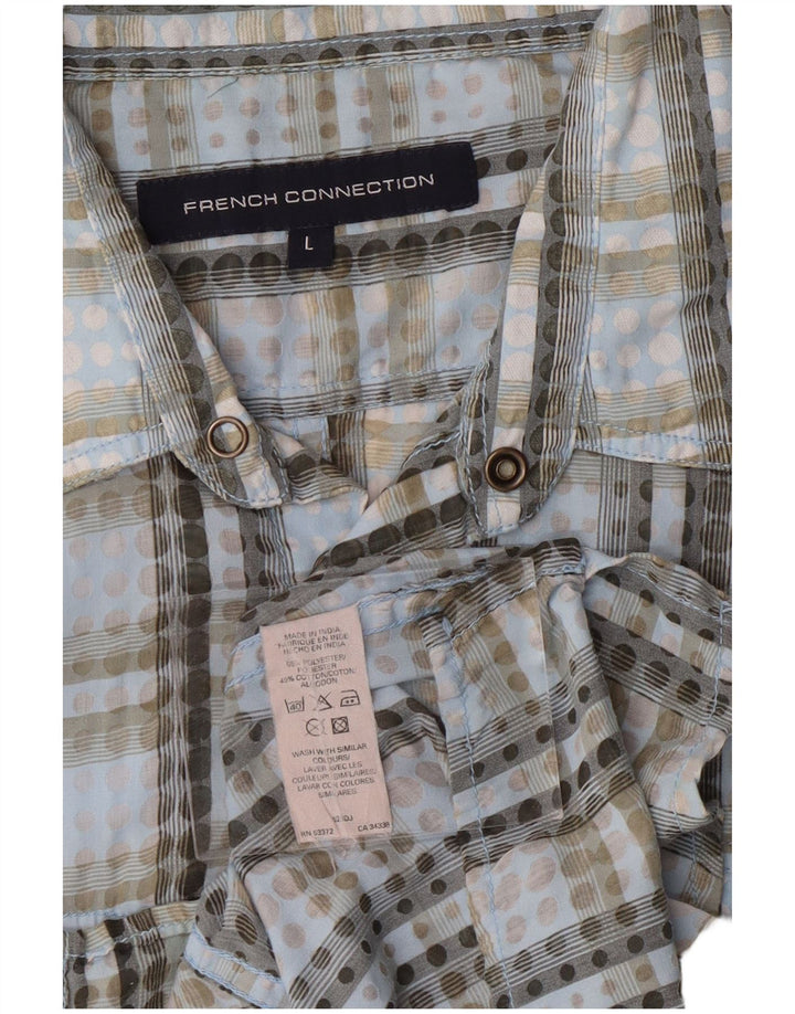 FRENCH CONNECTION Mens Shirt Large Blue Check Polyester