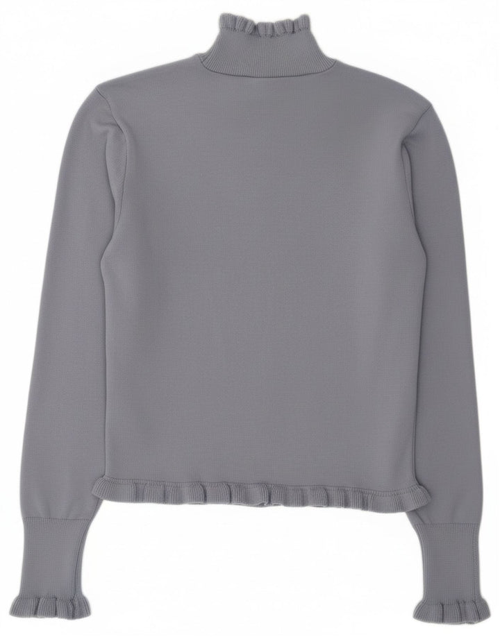 Zara Damen Crop Rollkragenpullover Pullover UK 12 Mittelblaues Polyester